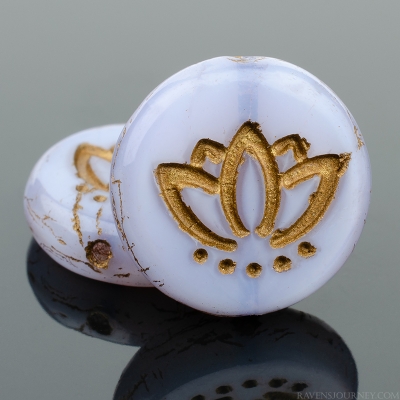 Coin with Lotus Flower (14mm) Lilac Purple Silk with Dark Bronze Wash (2)