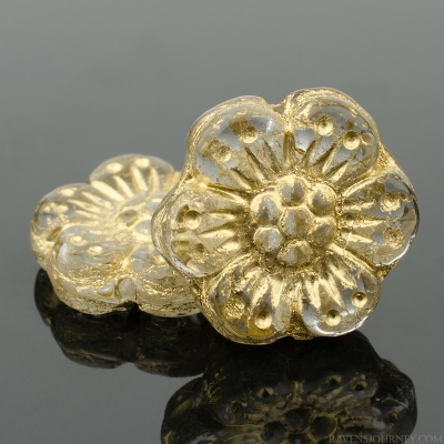 Wild Rose (14mm) Crystal Transparent with Gold Wash