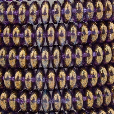 Disc Spacer (6mm) Sapphire Blue Transparent with Golden Purple Luster