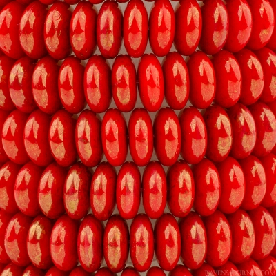 Disc Spacer (6mm) Orange Opaque with Antique Luster
