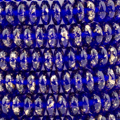 Disc Spacer (6mm) Cobalt Blue Transparent with Antique Gold Finish