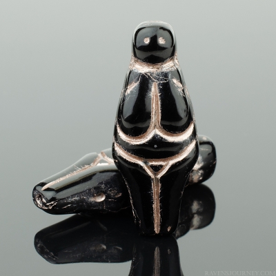 Goddess (25x10mm) Jet Black Opaque with Platinum Wash