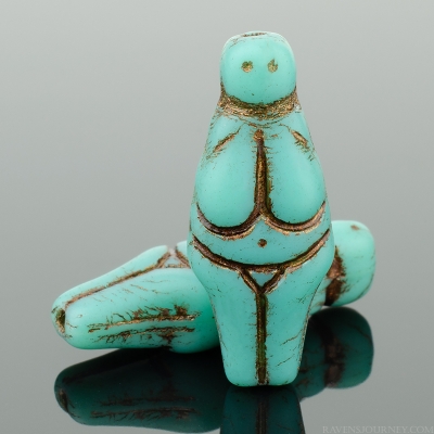 Goddess (25x10mm) Turquoise Opaque Matte with Dark Bronze Wash