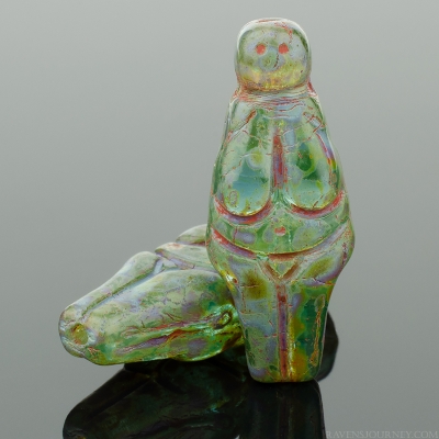 Goddess (25x10mm) Aqua Blue Transparent with Blue Picasso Finish