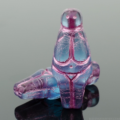 Goddess (25x10mm) Sapphire Blue Transparent Matte with Pink Wash