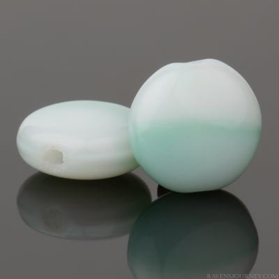 Lentil (10mm) Turquoise and White Silk Mix, 150 Beads per Unit *Last Unit Remaining*