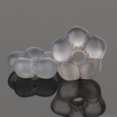 Center Drilled Flat Flower Spacer (5x2mm) Crystal Transparent with Blue/Purple Luster-osx