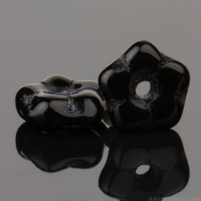 Center Drilled Flat Flower Spacer (5x2mm) Jet Black Opaque-osx