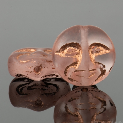 Moon Face (13mm) Light Pink Transparent Matte with Bright Copper Wash
