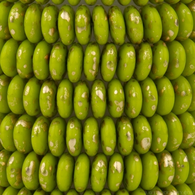 Disc Spacer (6mm) Gaspeite Green Opaque with Antique Gold Finish