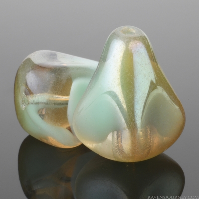 Old Style Drop (13x12mm) Seafoam Green Vaseline Silk with Champagne Luster