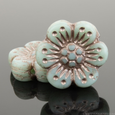 Wild Rose (14mm) Light Blue Opaque with Platinum Wash