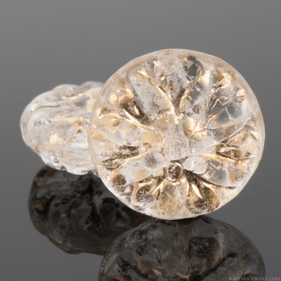Dahlia Flower (15mm) Crystal Transparent with Antique Gold Finish