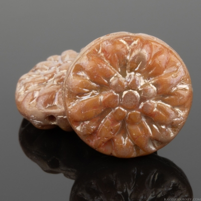 Dahlia Flower (15mm) Rose Pink Silk with Picasso and Aurora Borealis Finish