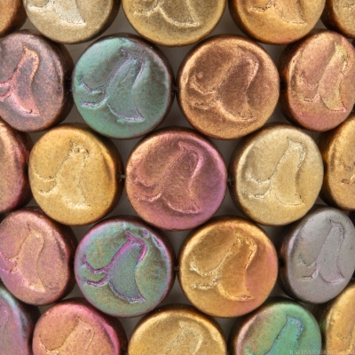 Coin with Bird (12mm) Metallic Rainbow Mix