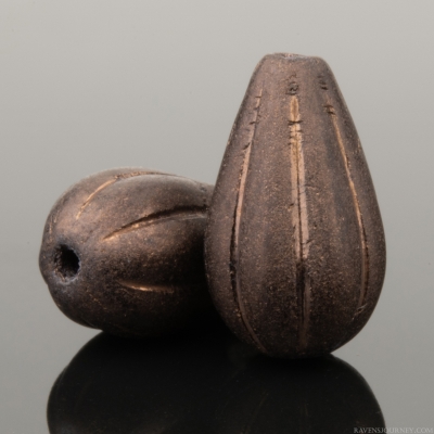 Melon Drop (13x8mm) Dark Bronze Matte