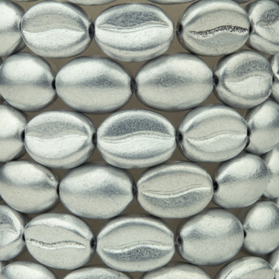 Coffee Bean (11x8mm) Metallic Silver Satin Finish