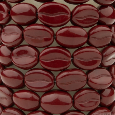 Coffee Bean (11x8mm) Mahogany Dark Red Opaque
