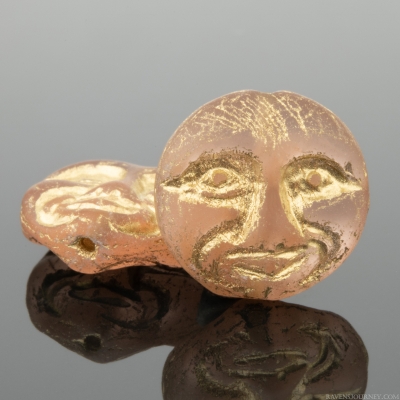Moon Face (13mm) Peach Pink Transparent Matte with Gold Wash