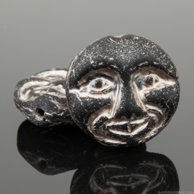 Moon Face (13mm) Black Matte with Platinum Wash