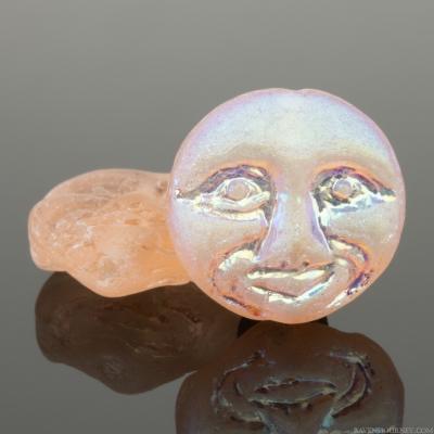Moon Face (13mm) Peach Pink Transparent Matte with Aurora Borealis Finish