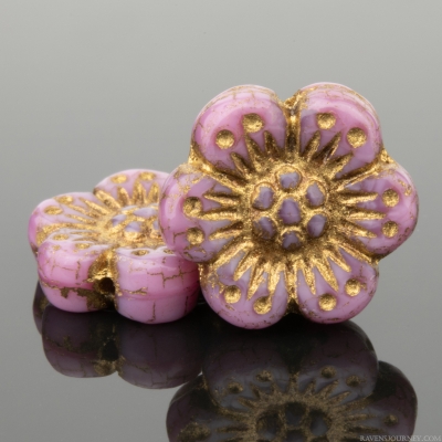 Wild Rose (14mm) Pink Silk with Dark Bronze Wash
