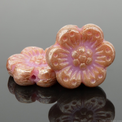Wild Rose (14mm) Pink Silk with Antique Silver Luster