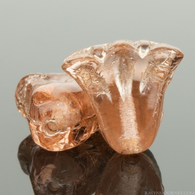 Lily (9x10mm) Pink Transparent with Platinum Wash