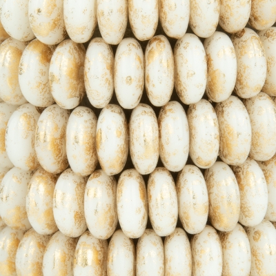 Disc Spacer (6mm) White Ivory with Antique Gold Finish