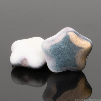 Little Star (8mm) White Opaque with Bronze and Grey Finish