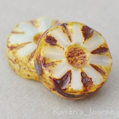 Medium Flower Coin (12mm) Yellow Uranium Silk with Picasso-osx