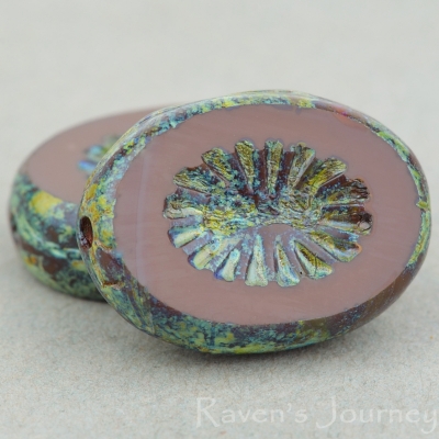 Oval with Starburst (14x11mm) Brown Opaque with Picasso