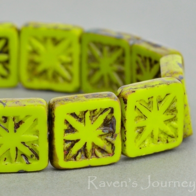 Square with Star (11mm) Gaspeite Opaque with Picasso-osx