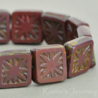 Square with Star (11mm) Maroon Opaque with Picasso-osx