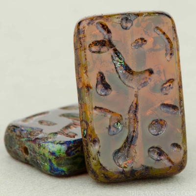 Groovy Rectangle (19x12mm) Butterscotch Mixed Beads Opaline with Picasso-osx