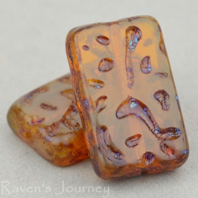 Groovy Rectangle (19x12mm) Butterscotch Opaline with Picasso-osx