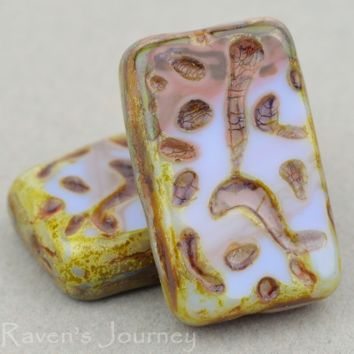 Groovy Rectangle (19x12mm) Grey Brown Rust Mix Opaque with Picasso-osx