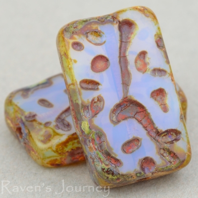 Groovy Rectangle (19x12mm) Purple Pink Opaline with Picasso-osx