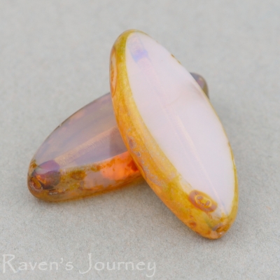 Pointed Oval (17x8mm) Purple Pink Opaline with Picasso-osx