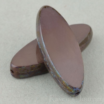 Pointed Oval (21x8mm) Red Brown Opaque with Picasso-osx