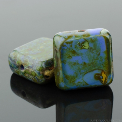 Square (11mm) Blue Silk with Picasso-osx