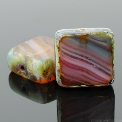 Square (11mm) Purple Mix Transparent Opaque with Picasso