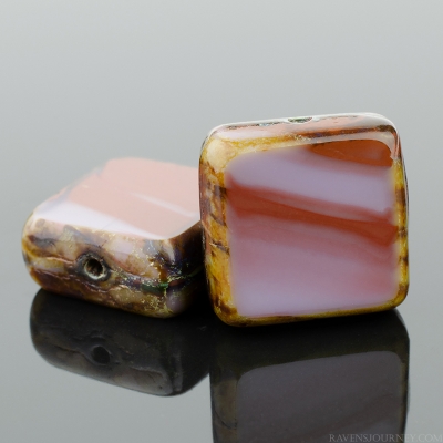 Square (11mm) Purple and Brown Mix Silk and Opaque with Picasso-osx