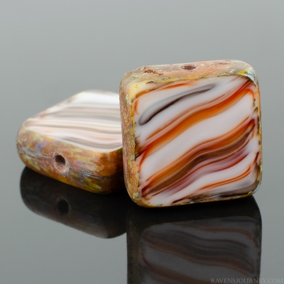 Square (11mm) Red Grey White Mix Opaque with Picasso-osx