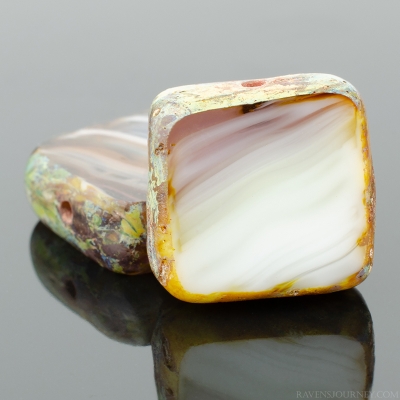 Square (11mm) Purple White Olivine Mix Opaque with Picasso