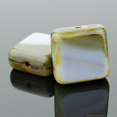 Square (11mm) Green Grey Mix Opaque with Picasso-osx