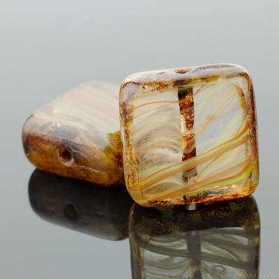 Square (11mm) Brown Green Mix Opaque Transparent with Picasso-osx