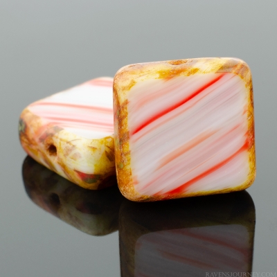 Square (11mm) Red Maroon Green White Mix Opaque with Picasso-osx