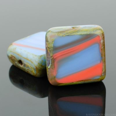 Square (11mm) Denim Blue Orange Mix Opaque with Picasso-osx