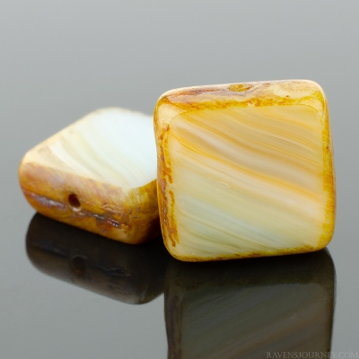 Square (11mm) Beige Aqua Mix Opaque with Picasso-osx